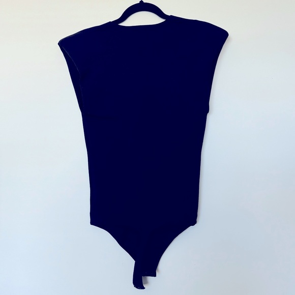 Body Contour V-Neck Padded Shoulder Sweater Thong Bodysuit 👀 - Picture 3 of 5